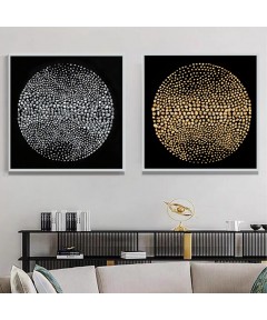 Silver Frame 60*60 Cm 3D Effect Crytsall Porsalein Painting Black